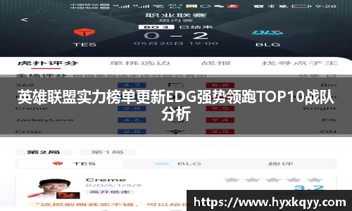 英雄联盟实力榜单更新EDG强势领跑TOP10战队分析